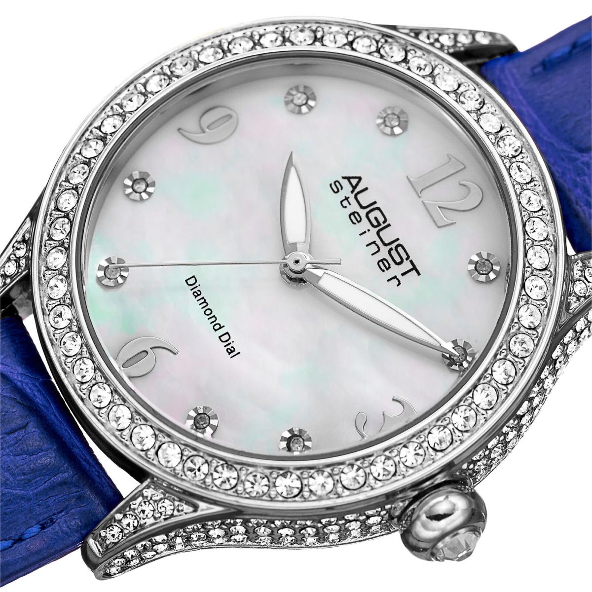 Women`s August Steiner AS8188BU Diamond Dial Crystal Bezel Strap Watch