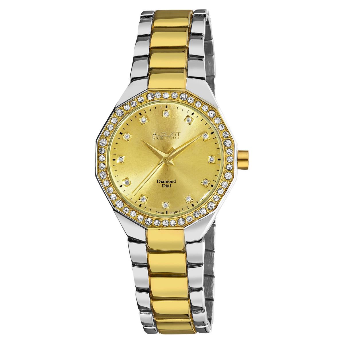 Women`s August Steiner AS8044TTG Diamond Dial Marker Crystal Bezel Watch