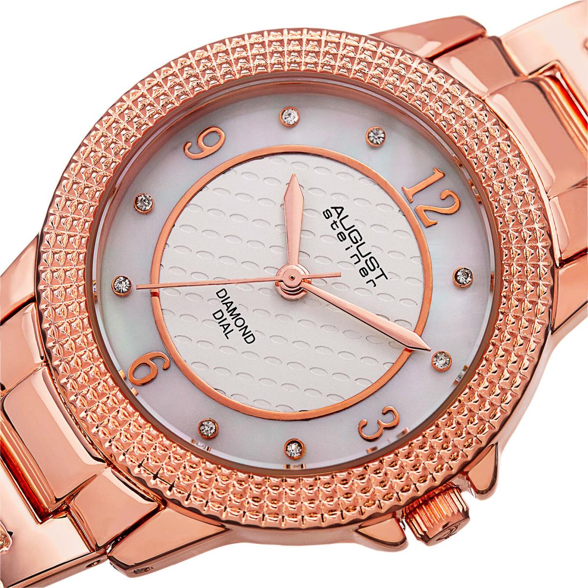 Women`s August Steiner AS8155RR Diamond Markers Rose-tone Bracelet Dress Watch