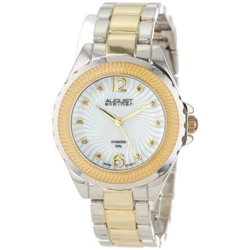 August Steiner Women`s AS8064TTG 10 Diamond Mother-of-pearl Watch