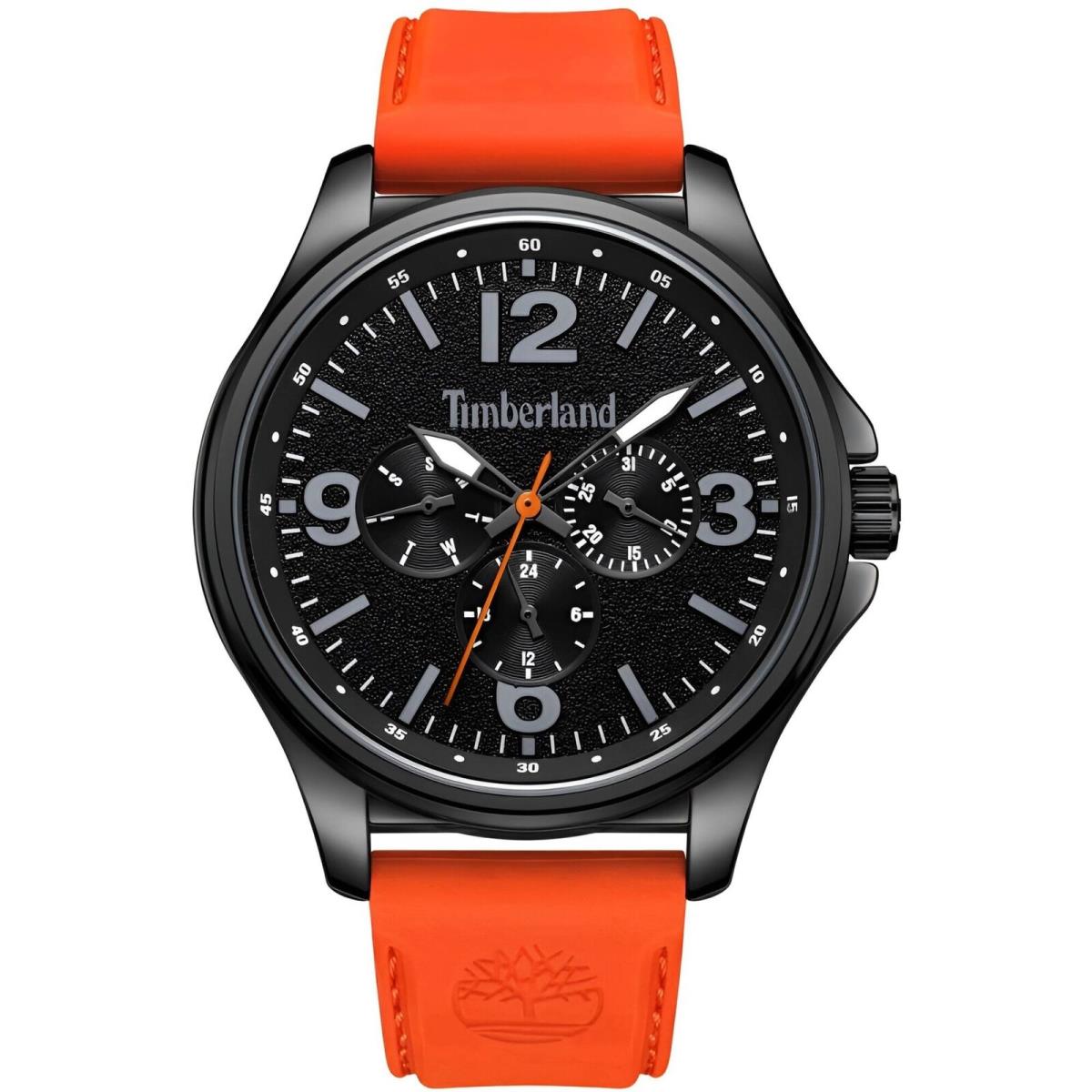 Timberland Men`s Watch Dress Sport Black Dial Orange Strap Day-date TDWGQ2183103