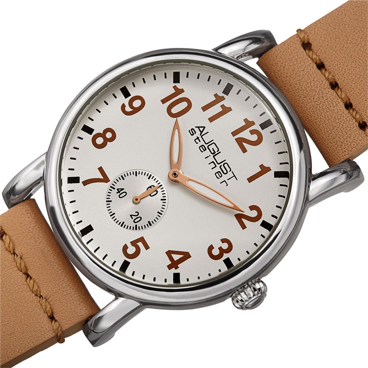 Women`s August Steiner AS8110SS Classic Silver Tone Quartz Leather Strap Watch