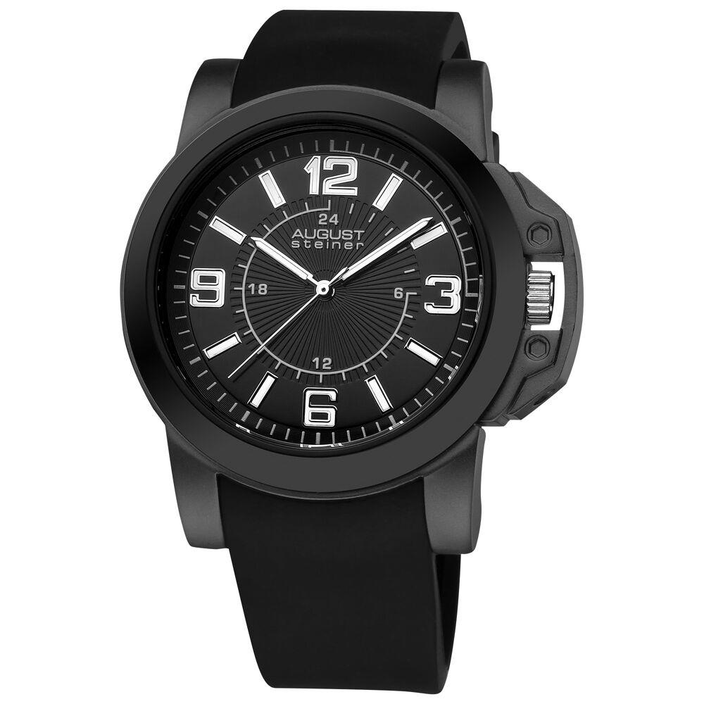 August Steiner Men`s AS8057BK Quartz Sport Silicone Strap Watch