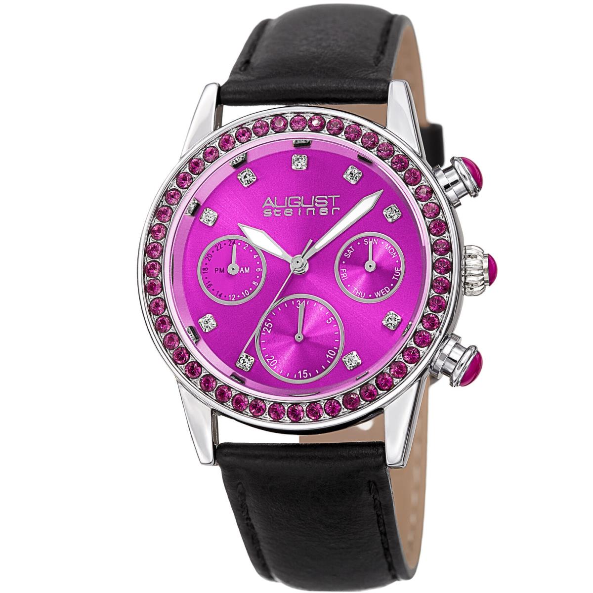 Women`s August Steiner AS8236PK Multifunction 24 Hour Indicator Date Strap Watch