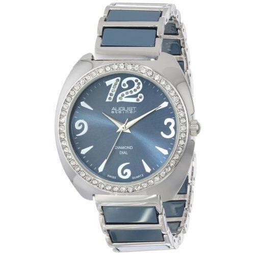 August Steiner Women`s AS8066GY Swiss Quartz Diamond Crystal Ceramic Wacth