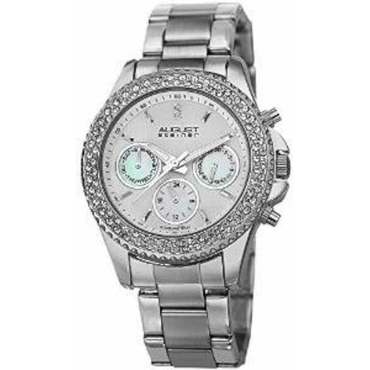 August Steiner AS8100SS Women`s Diamond Dial Stainless Steel Silver Watch