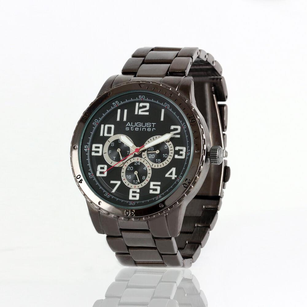 August Steiner Men`s AS8060BK Quartz Multi-function Bracelet Watch