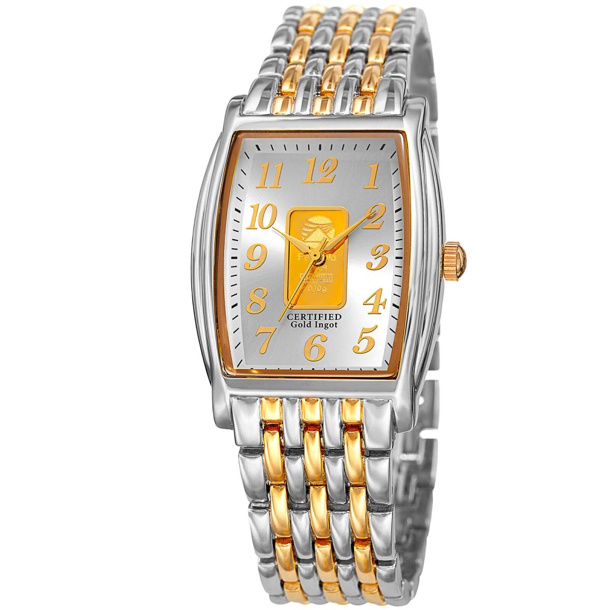 Men`s August Steiner AS8226TTG Certified 0.10G Plate Of Pure Gold Bracelet Watch