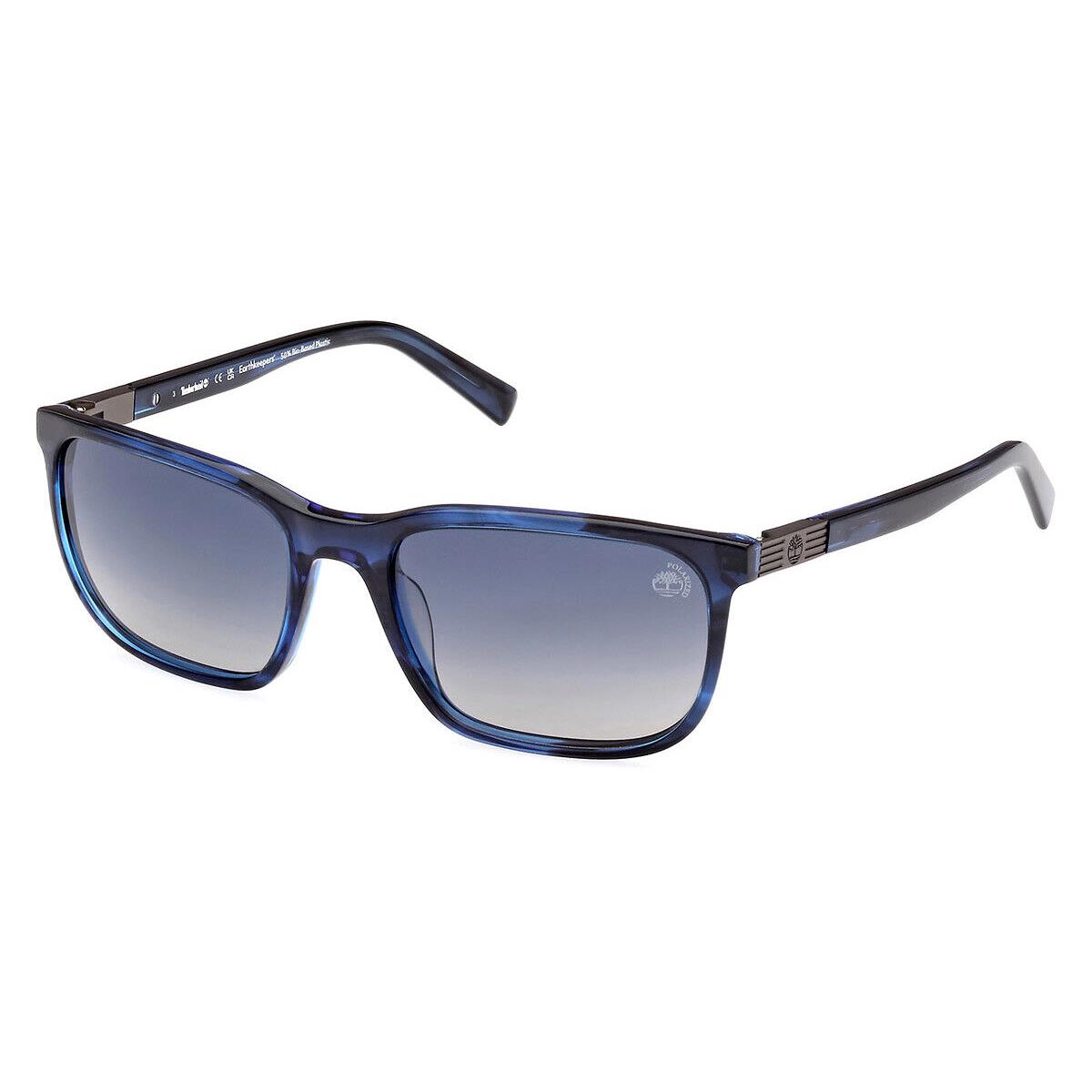 Timberland TB9318 Sunglasses Shiny Blue Smoke Polarized 56