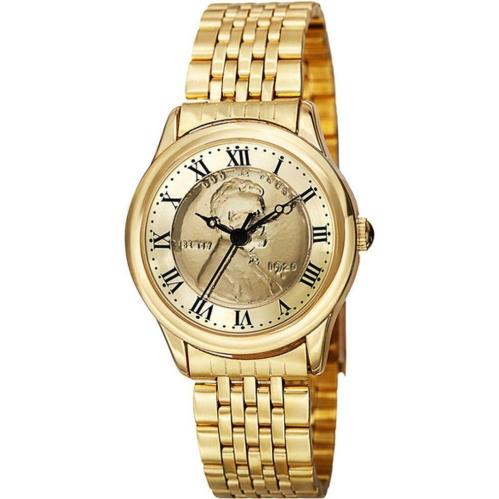 August Steiner CN011YG Wheat Penny Coin Dial Bracelet Goldtone Womens Watch