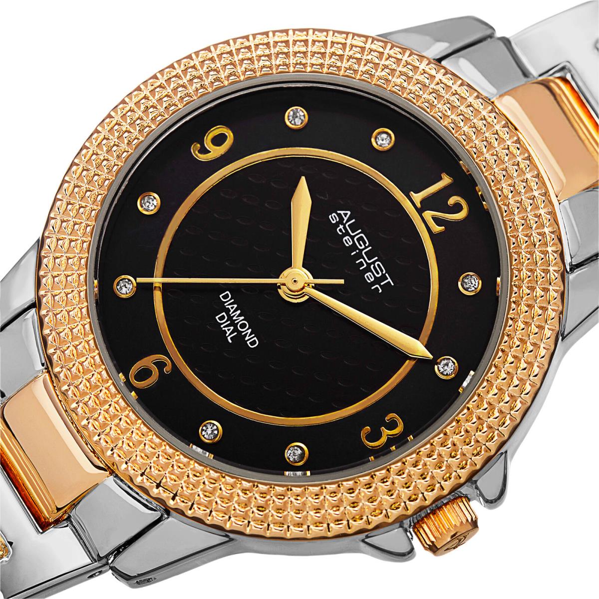 Women`s August Steiner AS8155TTG Diamond Markers Two-tone Bracelet Dress Watch