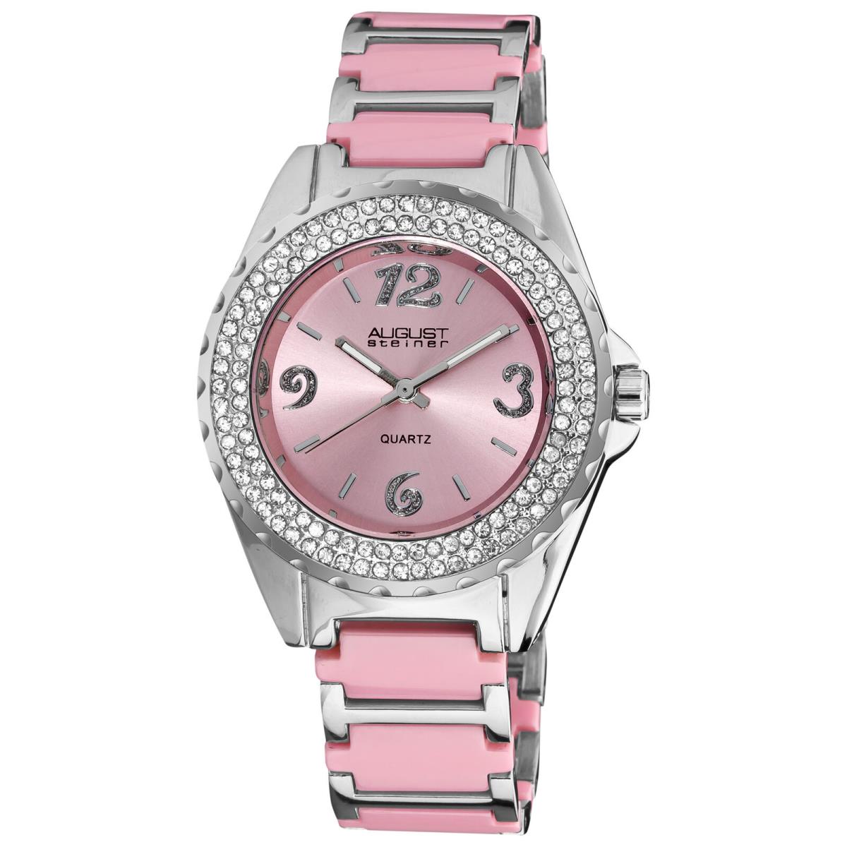 Women`s August Steiner AS8036PK Quartz Movement Crystal Bezel Bracelet Watch