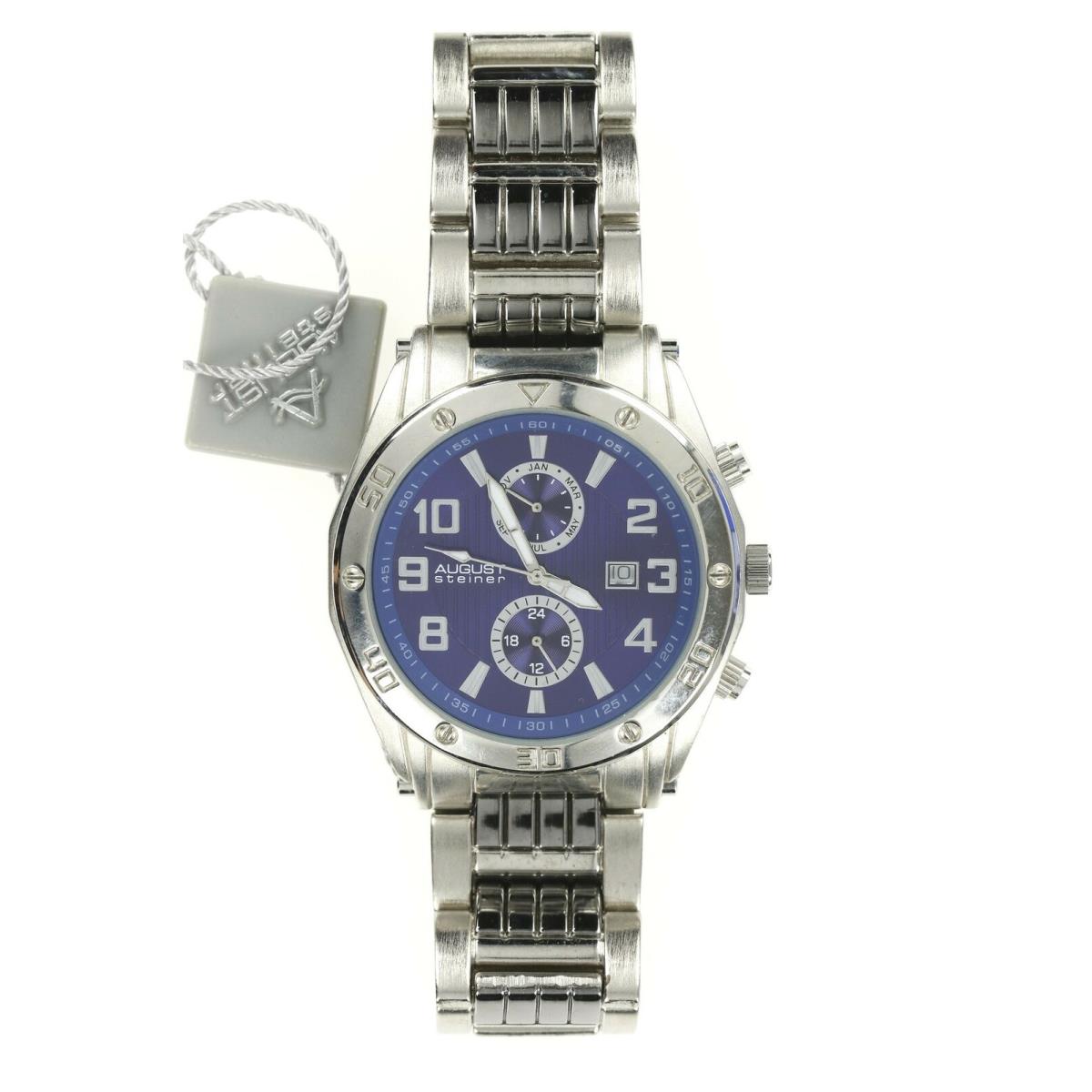 August Steiner 194833 Men`s Blue Dial Silver Bracelet Watch