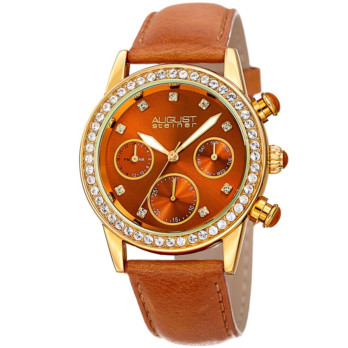 Women`s August Steiner AS8236TN Multifunction 24 Hour Indicator Date Strap Watch