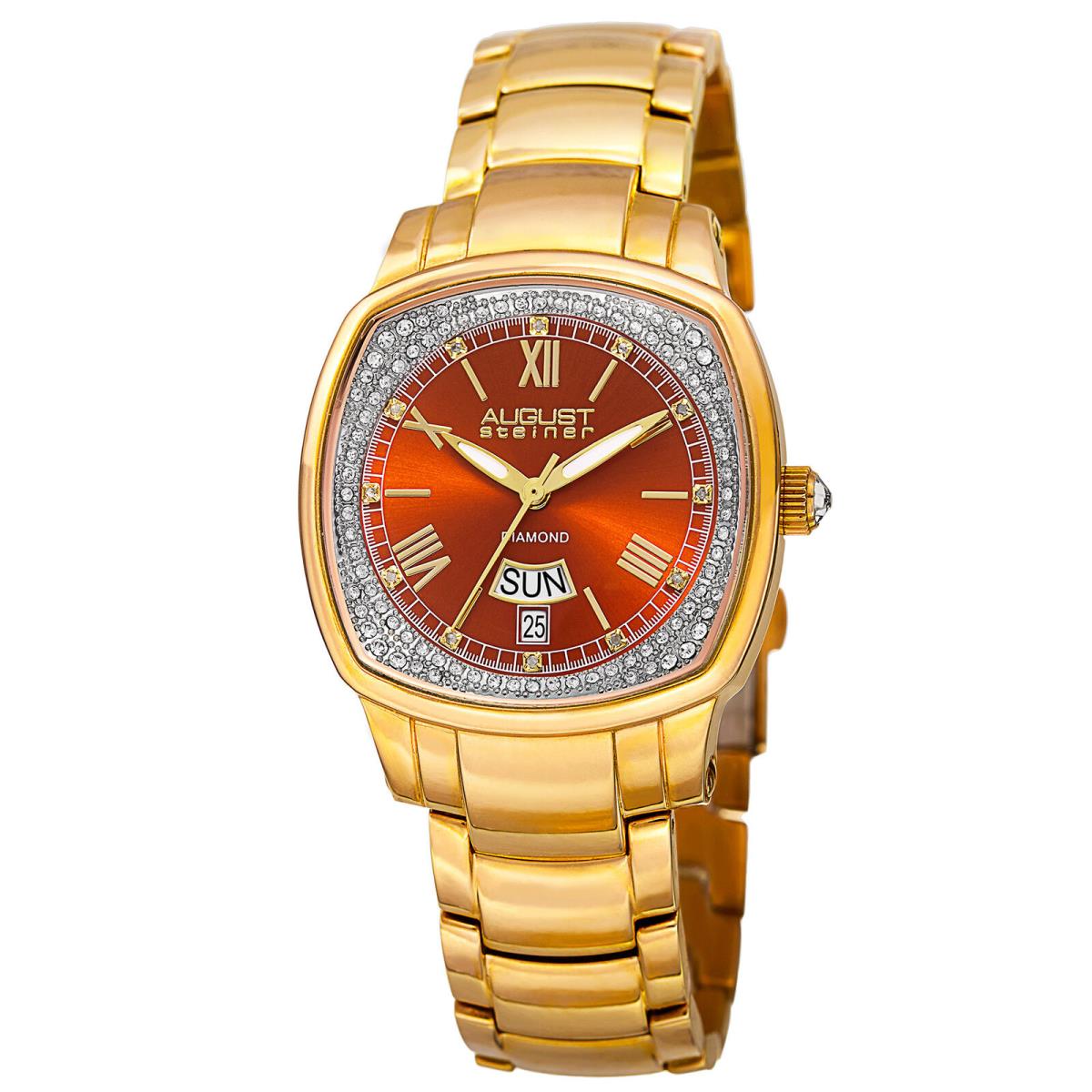 Women`s August Steiner AS8193YGBR Crystal Bezel Diamond Dial Date Quartz Watch