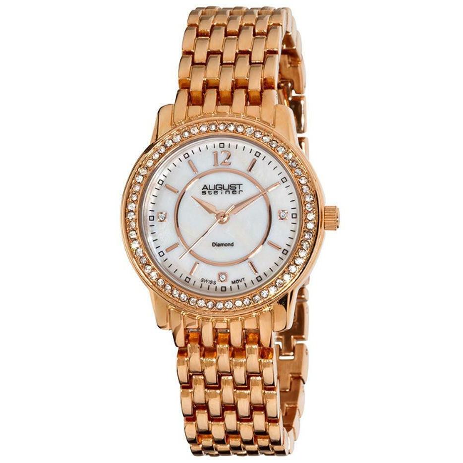 August Steiner AS8027RG Dazzling Diamond Bracelet Womens Watch