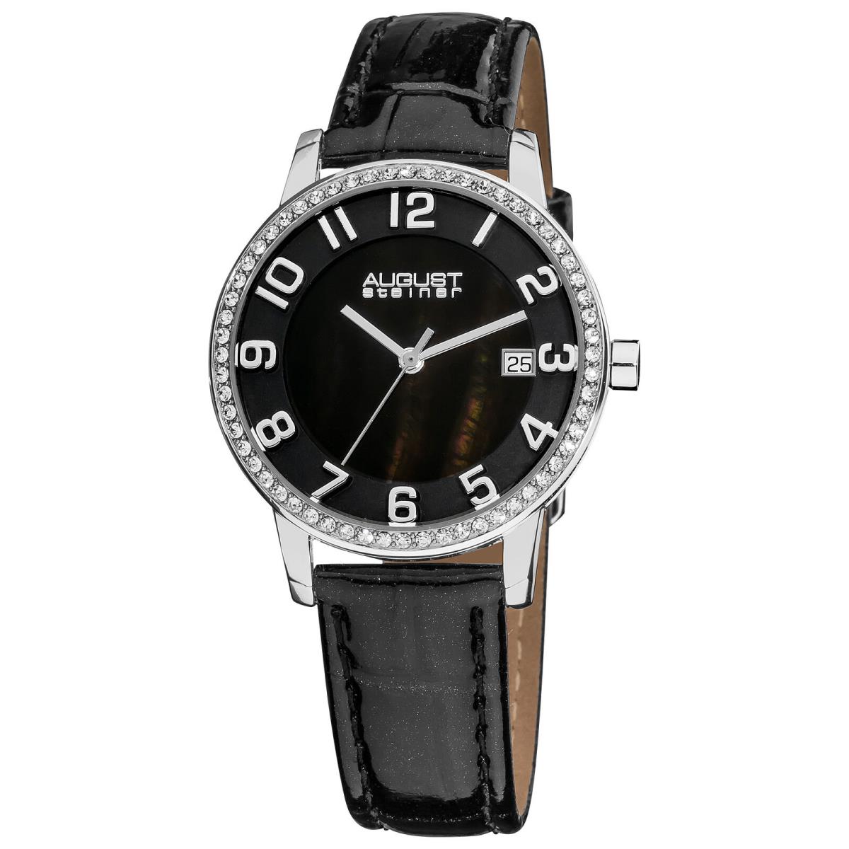 Women`s August Steiner AS8056BK Swiss Quartz Mother of Pearl Crystal Watch