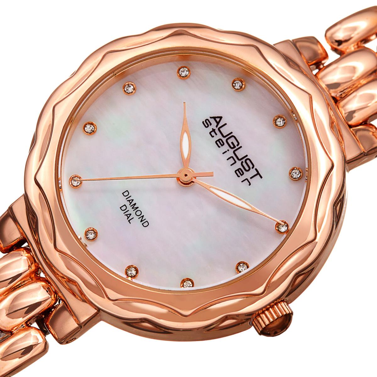 Women`s August Steiner AS8248RG Diamond Marker Rose Gold Tone Bracelet Watch