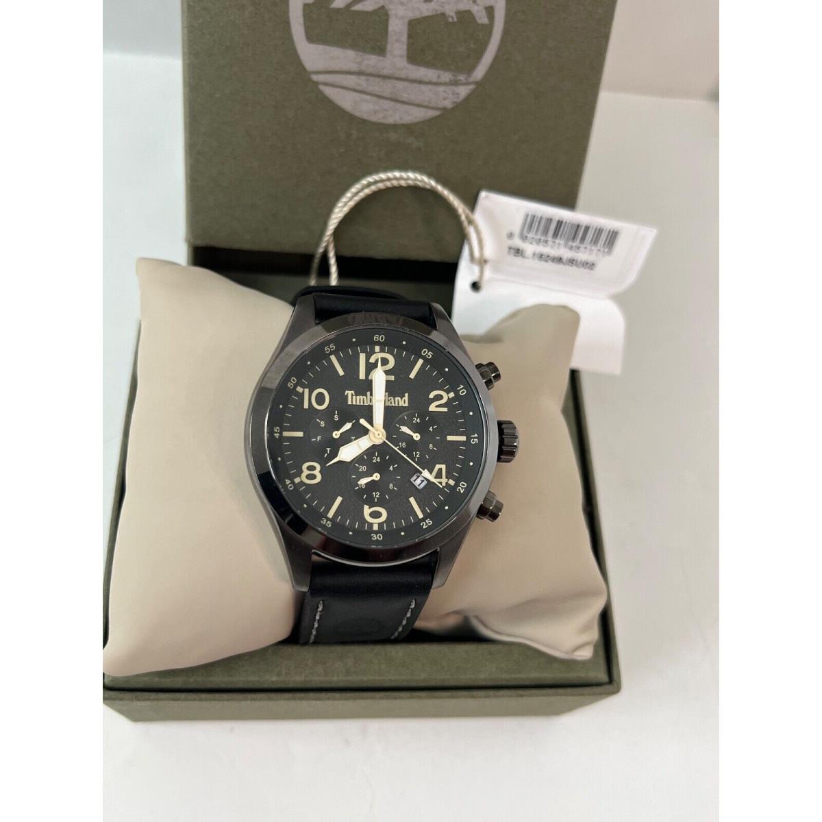 Timberland Ashmont 46mm Black Dial Black Leather Men`s Watch TBL15249JSU02