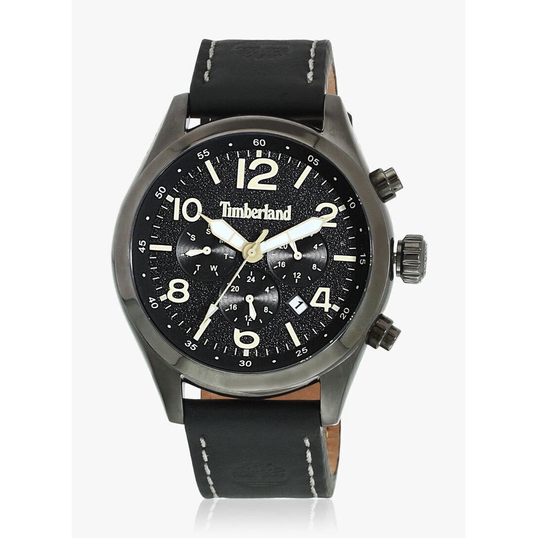 Timberland Ashmont 46mm Black Dial Black Leather Men`s Watch TBL15249JSU02