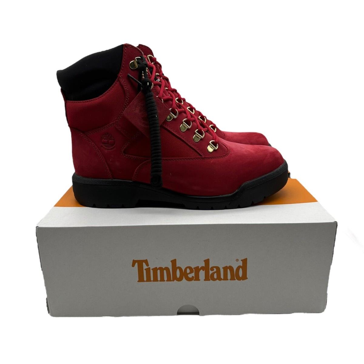 Timberland 6 Men`s Field Boot Dark Red Nubuck TB0A2JNWF41 Size 10.5 - Red