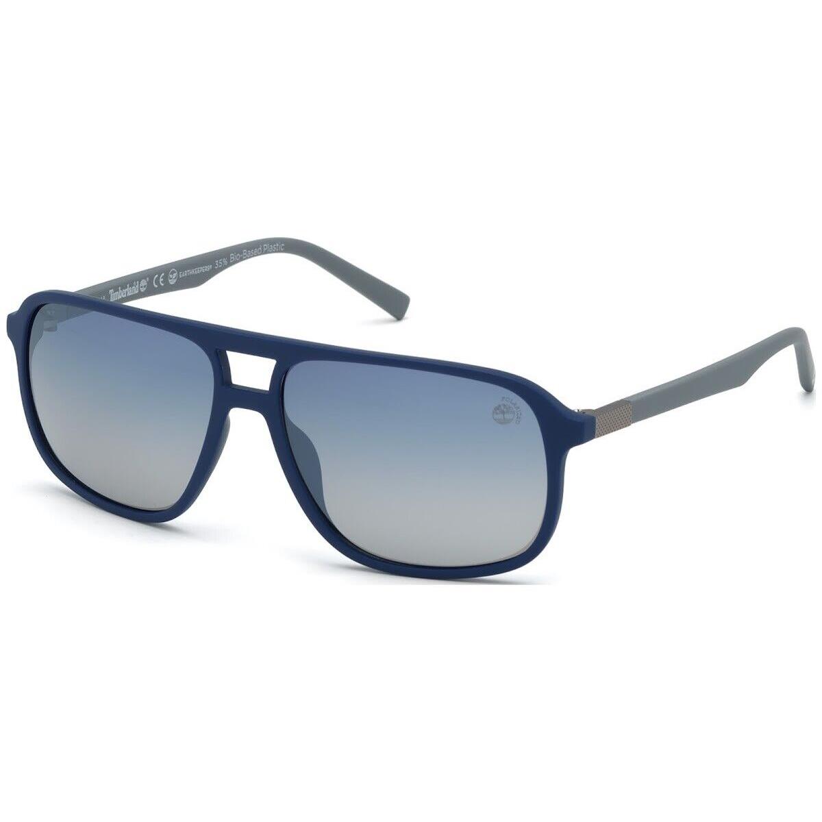 Timberland TB9200 91D Matte Blue Polarized Plastic Aviator Sunglasses 61-15-150