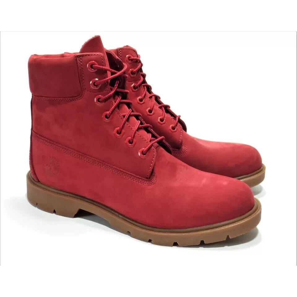 Timberland Men`s Red 6 Inch Leather Boots Shoes Waterproof Style A41UR Size 11 M