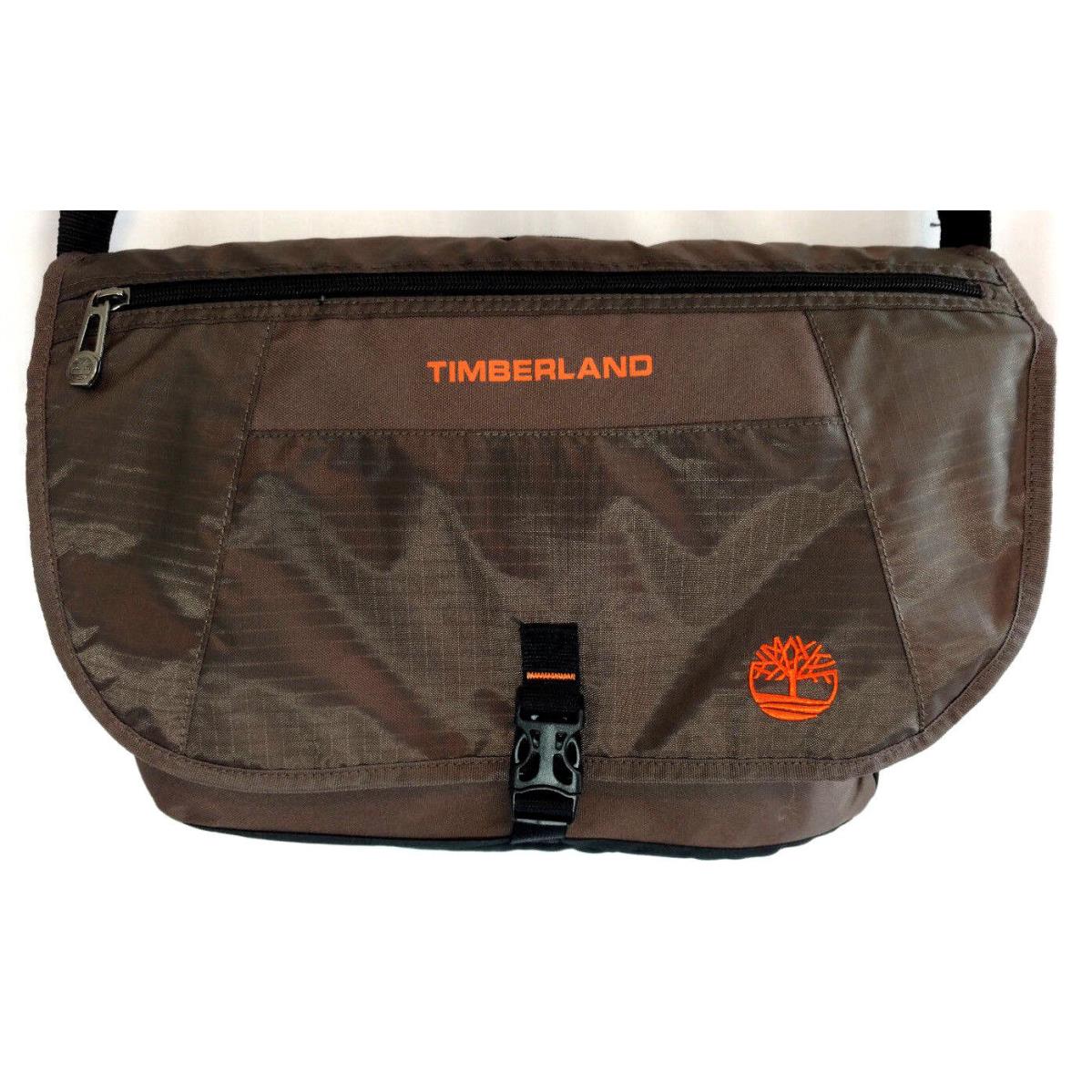 Timberland Mens Messenger Bag Tote Durable Water Resistant Outdoor Brown Orange