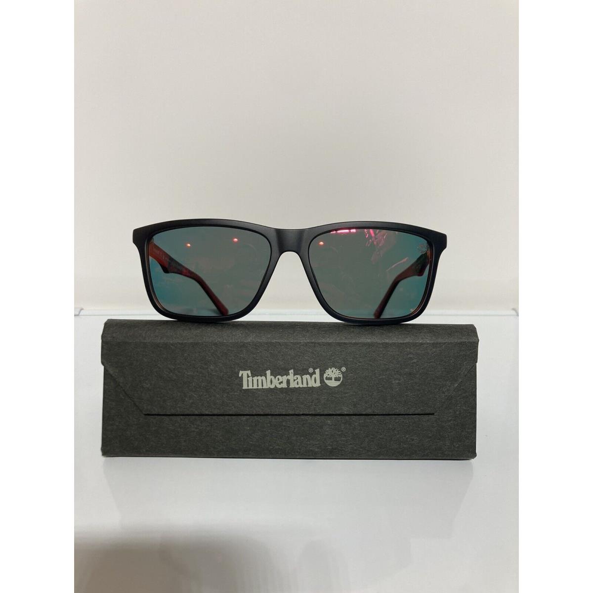 Timberland Polarized TB9174 03D Matte Black Plastic Red Mirror Sunglasses