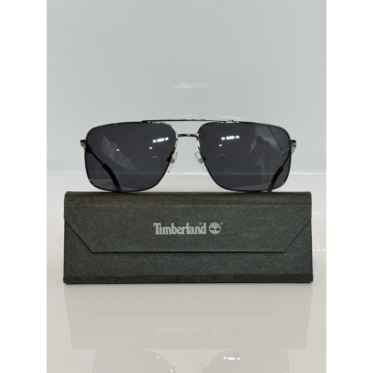 Timberland 9292 06D Shiny Gunmetal Rectangle Metal Men s Sunglasses 61mm