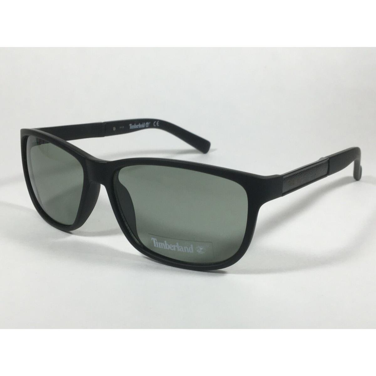 Timberland Men`s TB7143 02N Rectangular Sunglasses Matte Black Green Lens 59mm