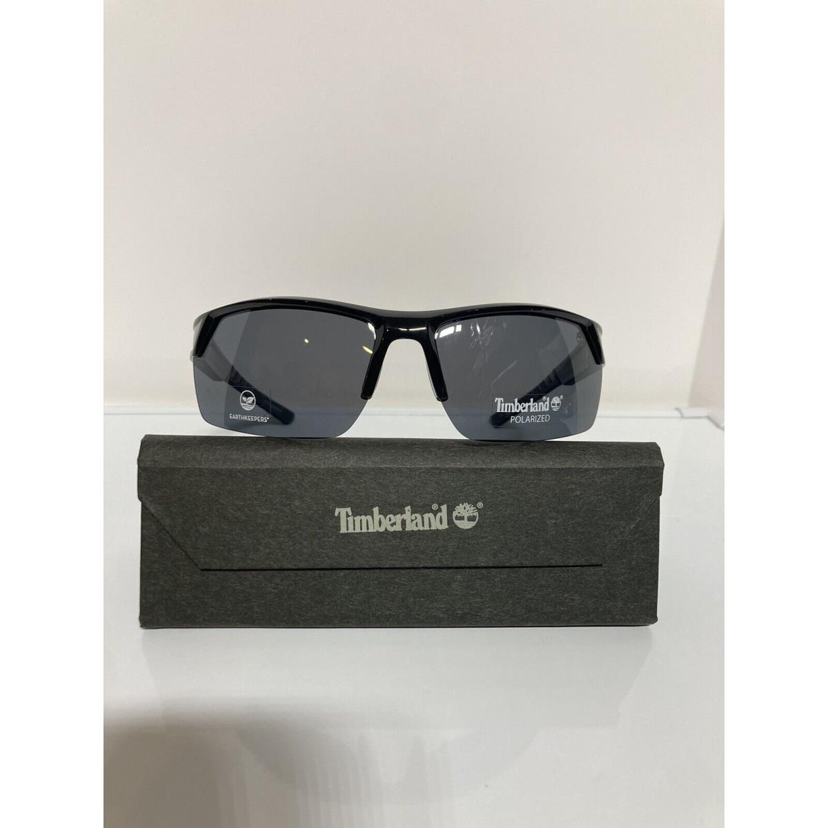 Timberland Polarized TB9193 01D Black Wrap Around Semi-rimless Sunglasses