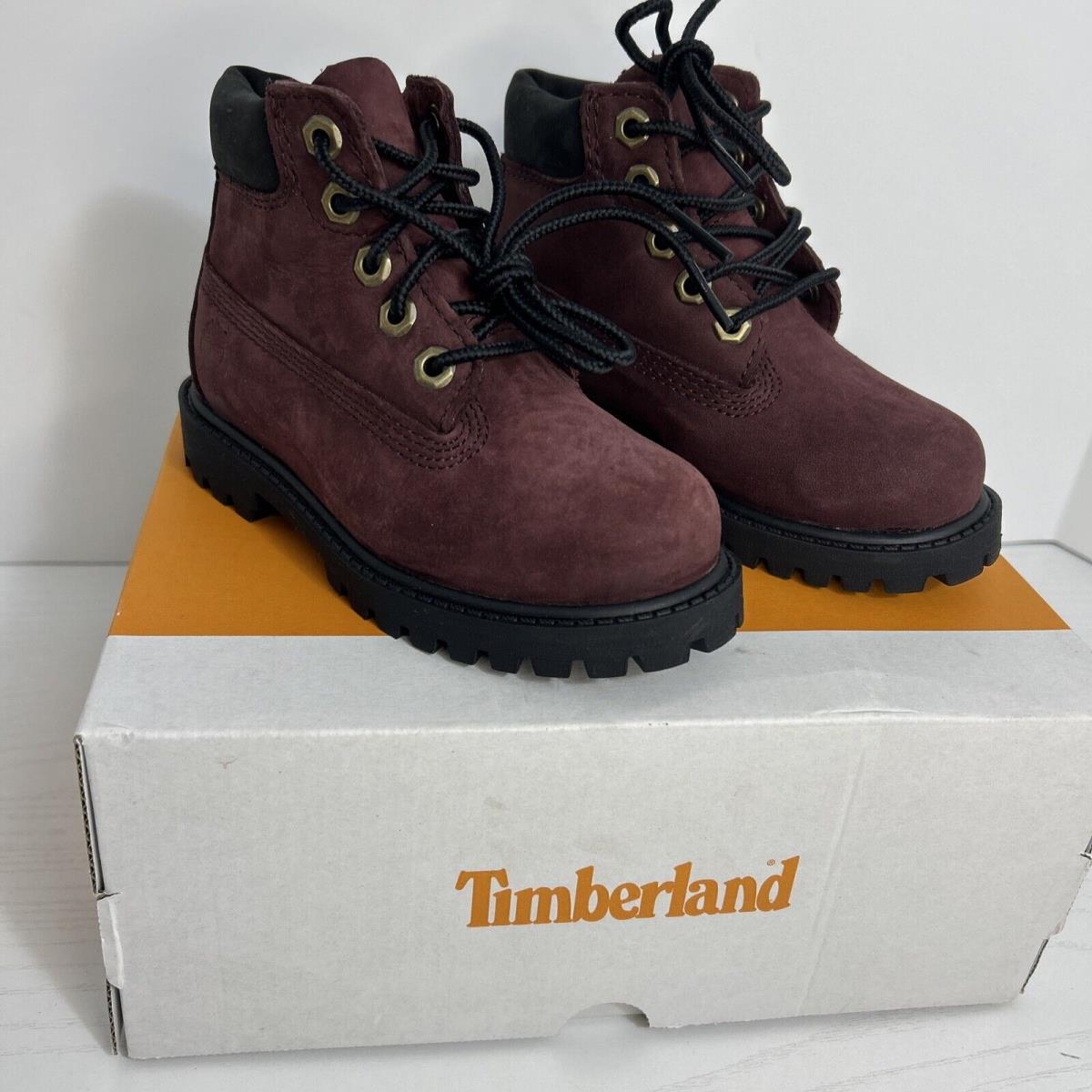 Timberland Unisex-child 6 Premium Waterproof Boot Toddler Size 8 Burgundy