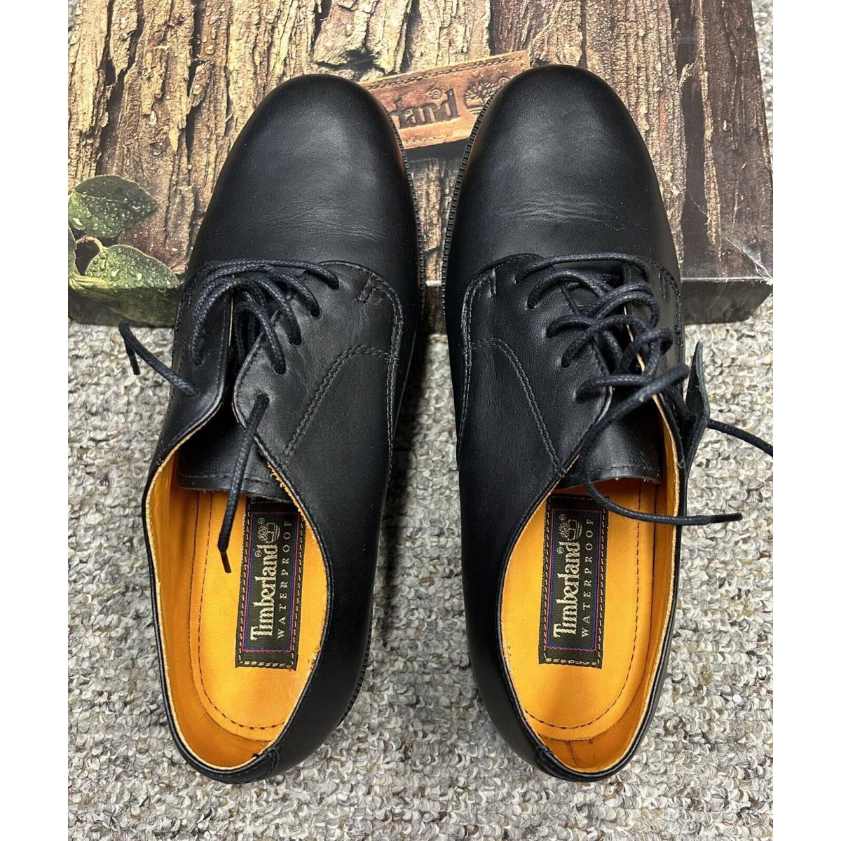 Timberland M Plaintoe Men`s Black Waterproof Leather Oxford Shoes Size 8 W