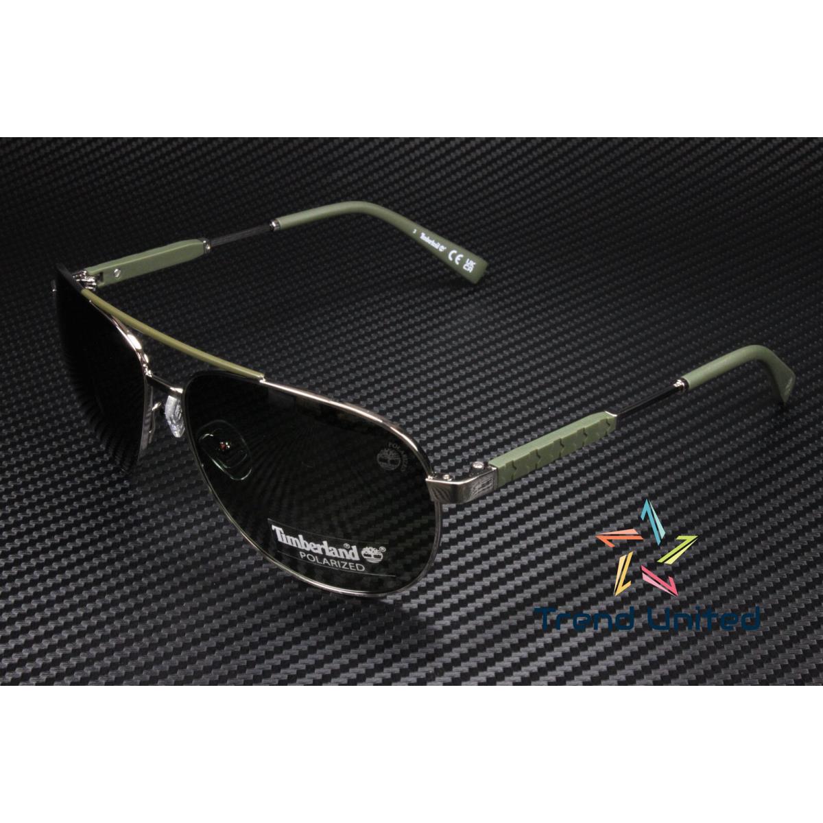 Timberland TB9282 08R Shiny Gunmetal Polarized Green 61 mm Men`s Sunglasses