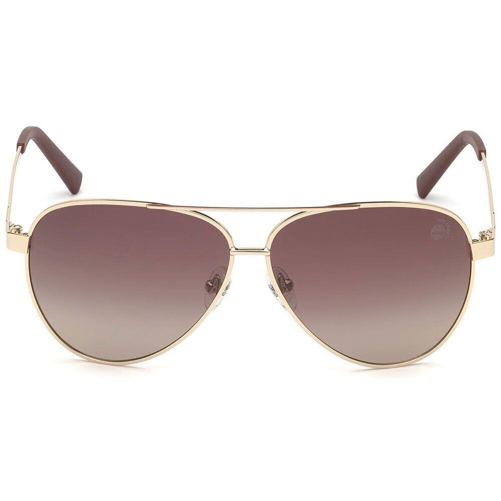 Timberland TB9188 32H Gold Burgundy Polarized Metal Aviator Sunglasses 60-10-150 - Frame: Gold, Lens: Brown, Manufacturer: Gold