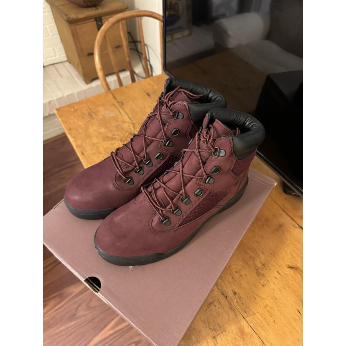 Timberland Men`s Premium 6 Inch Waterproof Burgundy Boots Size 9.5 M