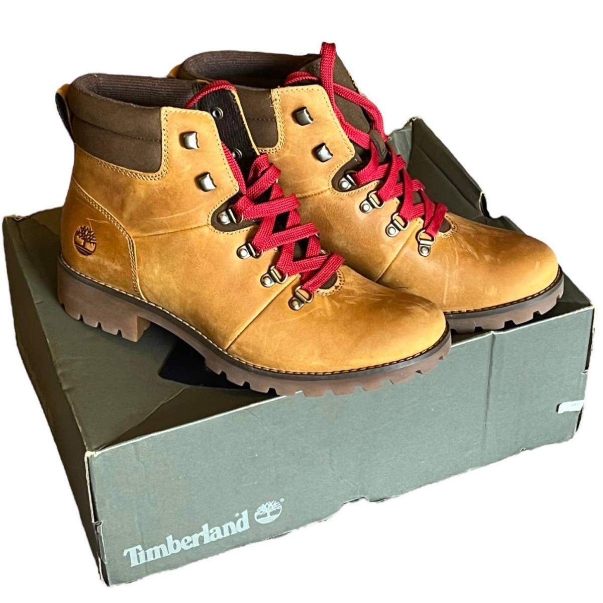 Timberland Womens 9.5M Ellendale Mid Hiker Lace UP Boots Leather Wheat Brown