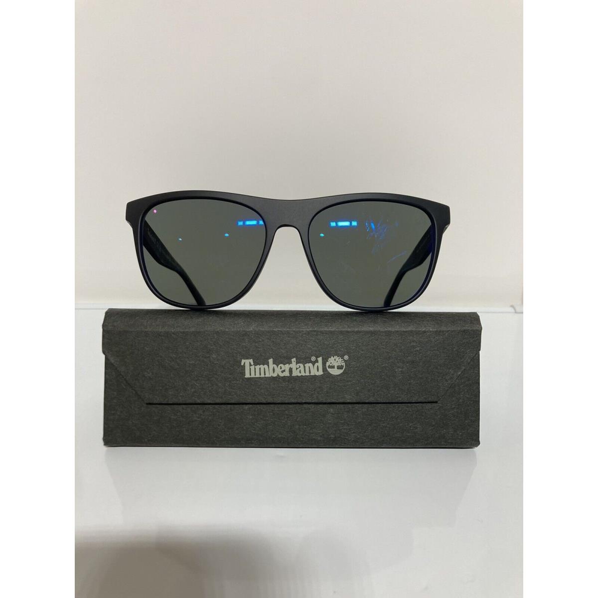 Timberland Polarized TB9124 05h Matte Black Plastic Blue Mirror Sunglasses