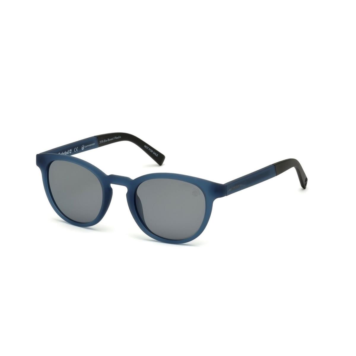 Timberland TB9128 91D Matte Blue Round Mirror Polarized Sunglasses 50-21-145