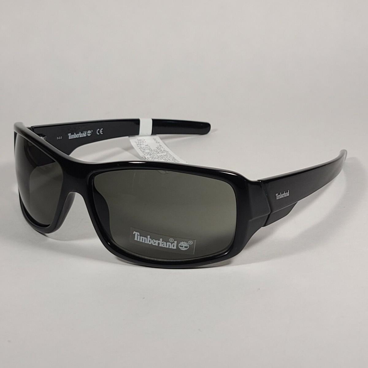 Timberland TB7092 01N Sport Wrap Sunglasses Shiny Black Frame Green Lens 65mm