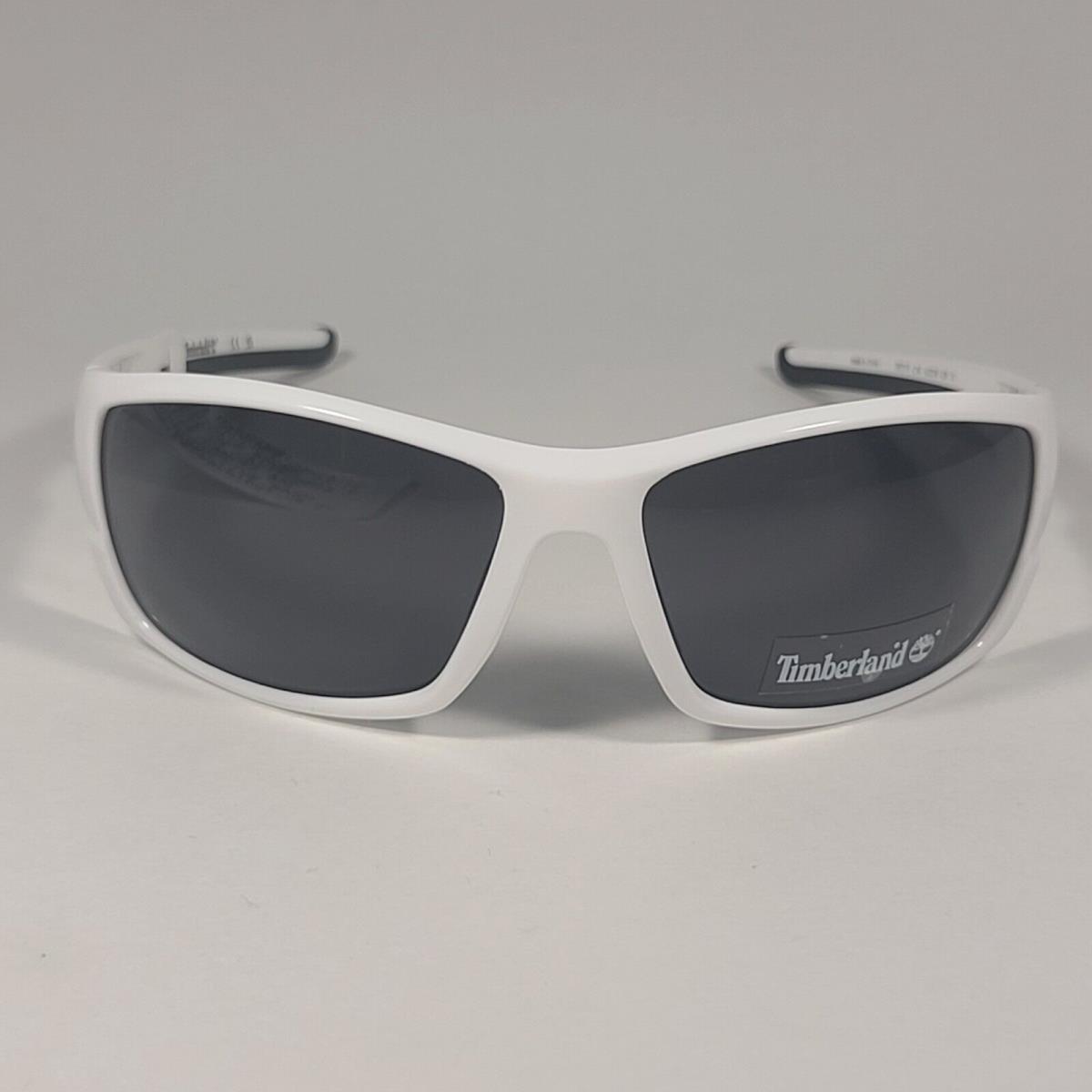 Timberland Men`s Wrap Sunglasses White / Matte Black Frame Gray Lens TB7171 21A