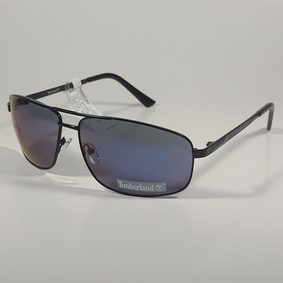 Timberland TB7208 01X Men`s Rectangular Sunglasses Black Blue Violet Lens 65mm