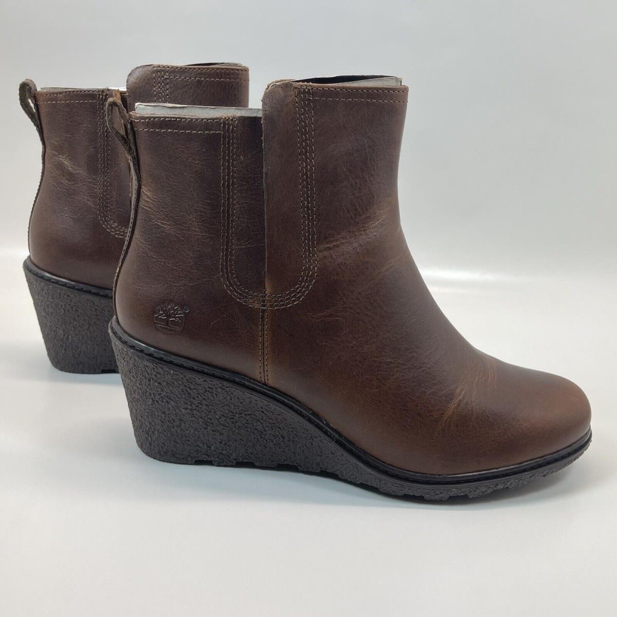 Timberland Amston Chelsea Boots Brown Leather TB0A19A Women Size 9 Wedge Boots