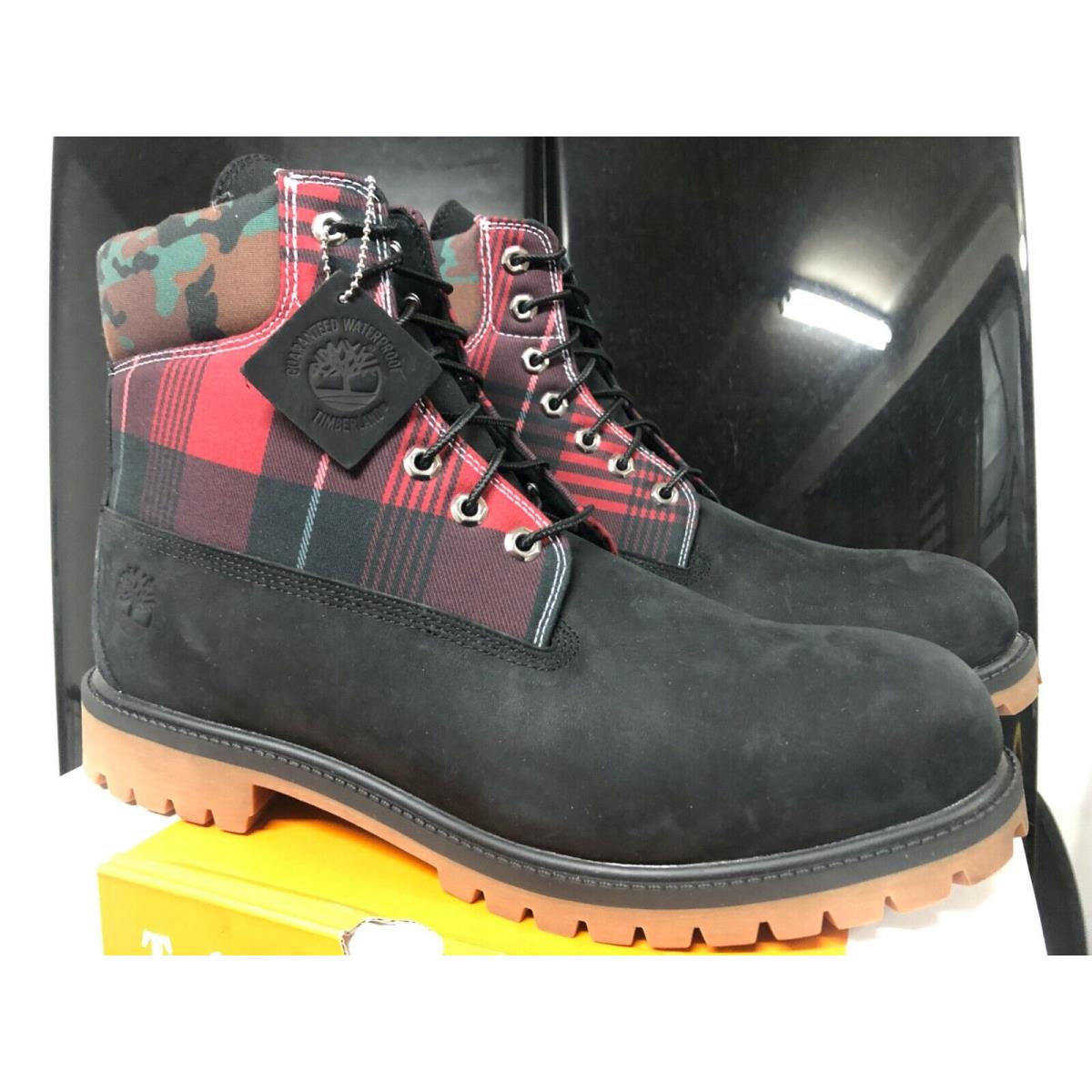 Timberland Heritage 6 Waterproof Nubuck Black Plaid Camo Boots sz 13 A5M7P