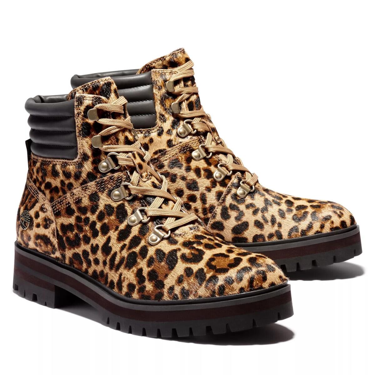 Timberland London Hiker Boots Women`s Shoes Size 7 Brown Leopard Print