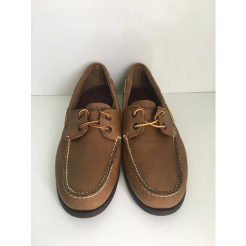 Timberland Men`s 2-Eye Leather Brown Boat Shoes Sz 9.5M