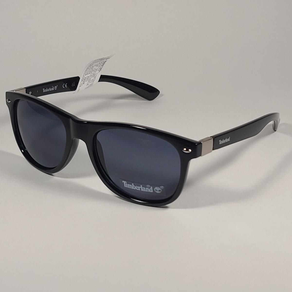 Timberland TB7154 01A Men`s Square Sunglasses Shiny Black Frame Gray Lens 56mm