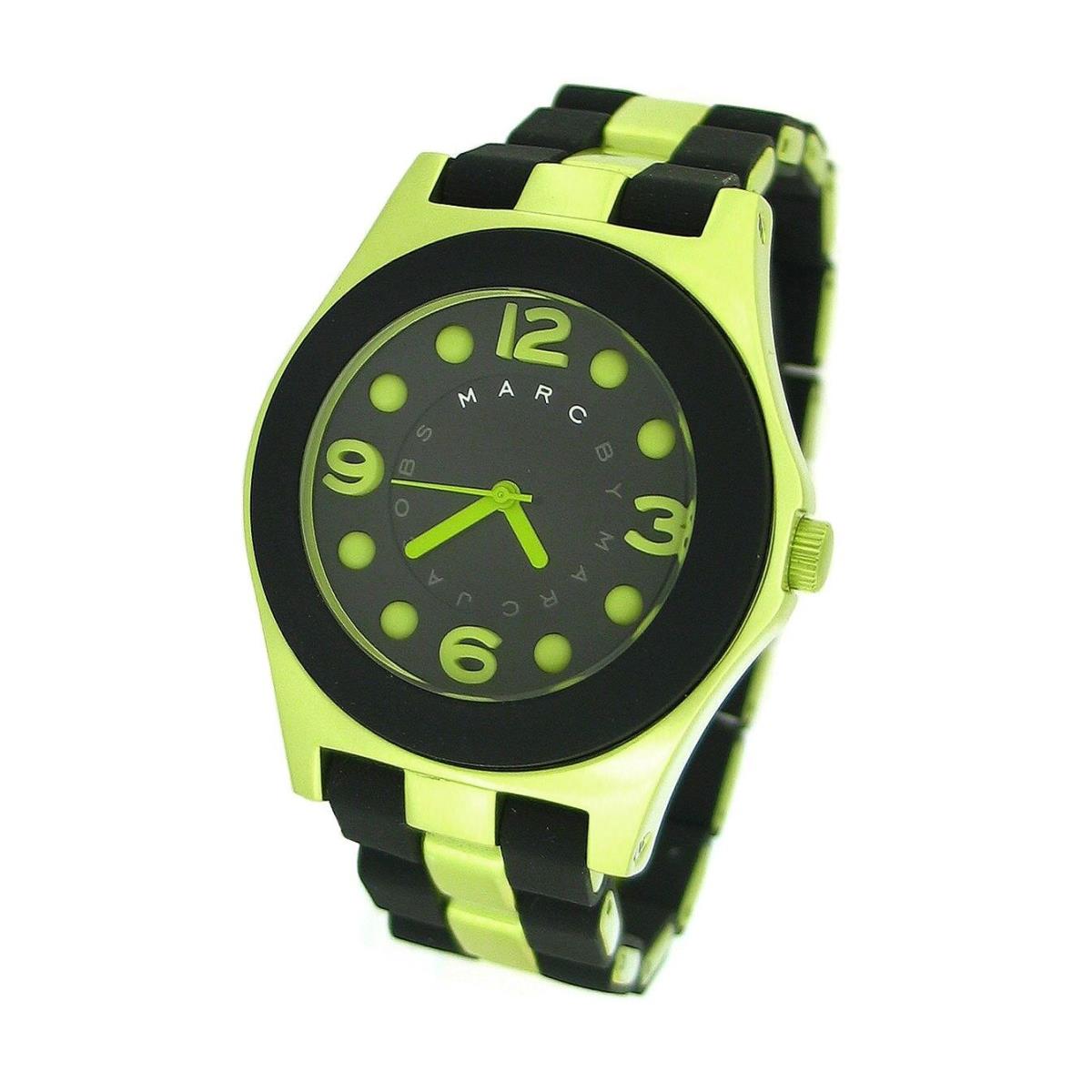 Marc Jacobs Pelly Black Silicone Wrapped Lime Green Aluminum WATCH-MBM3503