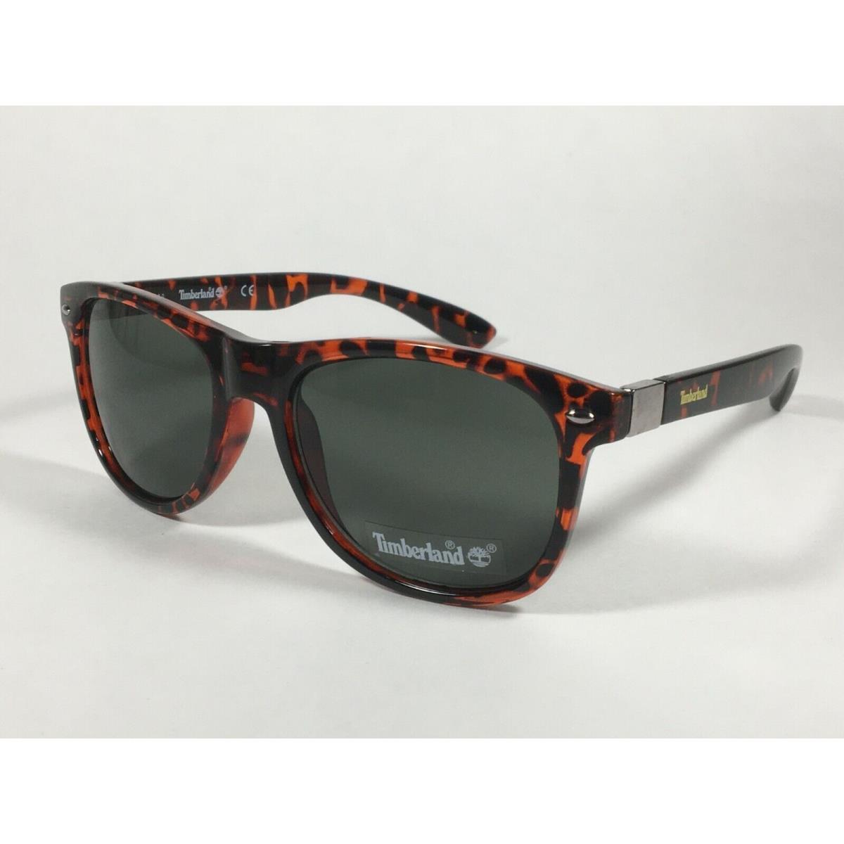 Timberland Square TB7154 52N Men`s Sunglasses Dark Brown Tortoise Green Lens 56